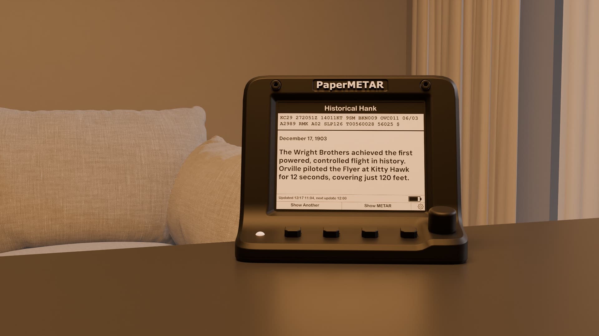 PaperMETAR ultra-zoomed view with Wright Brothers decor